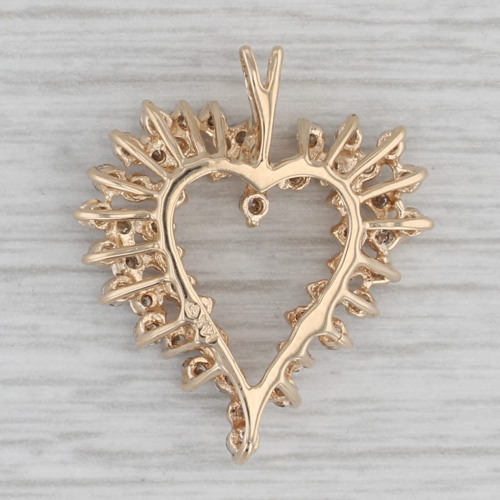 Gray 0.75ctw Diamond Clusters Open Heart Pendant 14k Yellow Gold