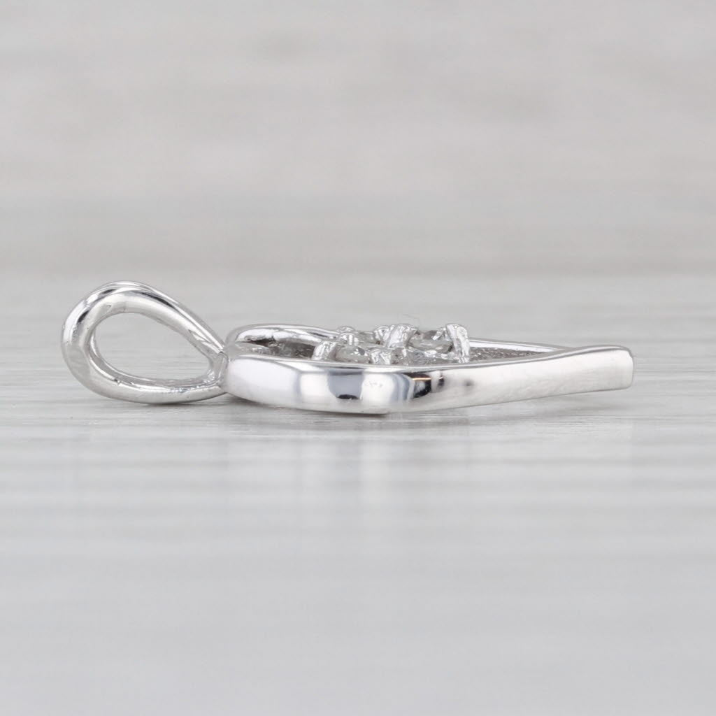 0.12ctw Diamond 3-Stone Open Heart Pendant 14k White Gold