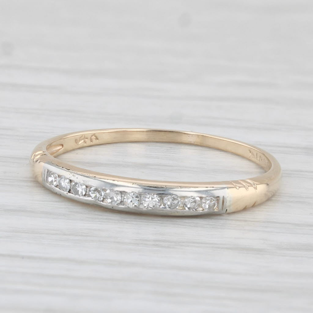 Light Gray 0.10ctw Diamond Wedding Band 14k Yellow Gold Stackable Ring Size 6.75
