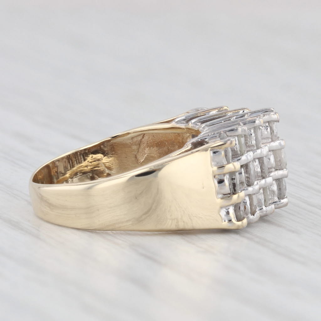 Light Gray 2ctw Diamond Cluster Tiered Ring 10k Yellow Gold Size 5 Cocktail