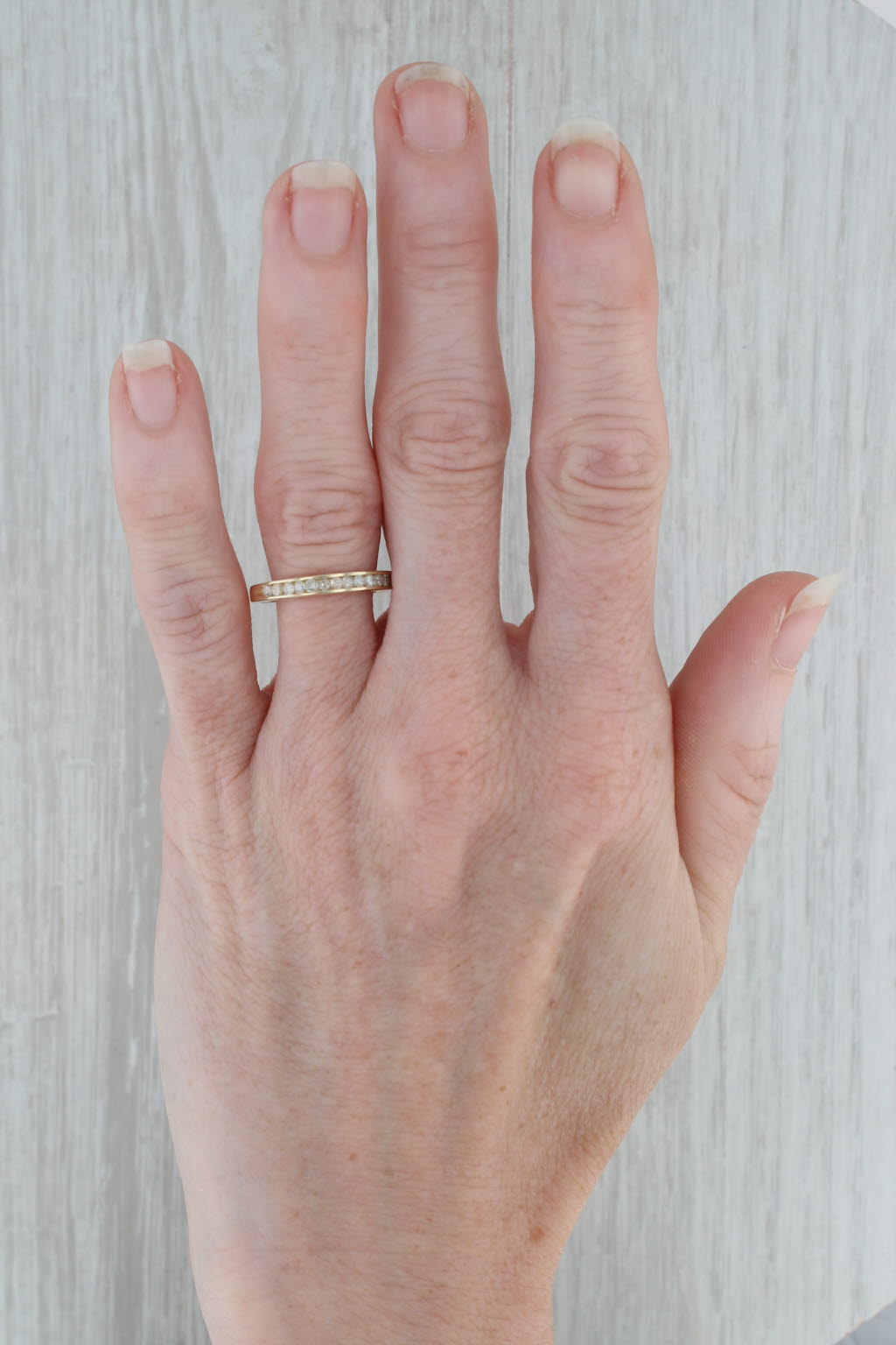 Dark Gray 0.24ctw Diamond Wedding Band 14k Yellow Gold Size 6.25 Stackable Band