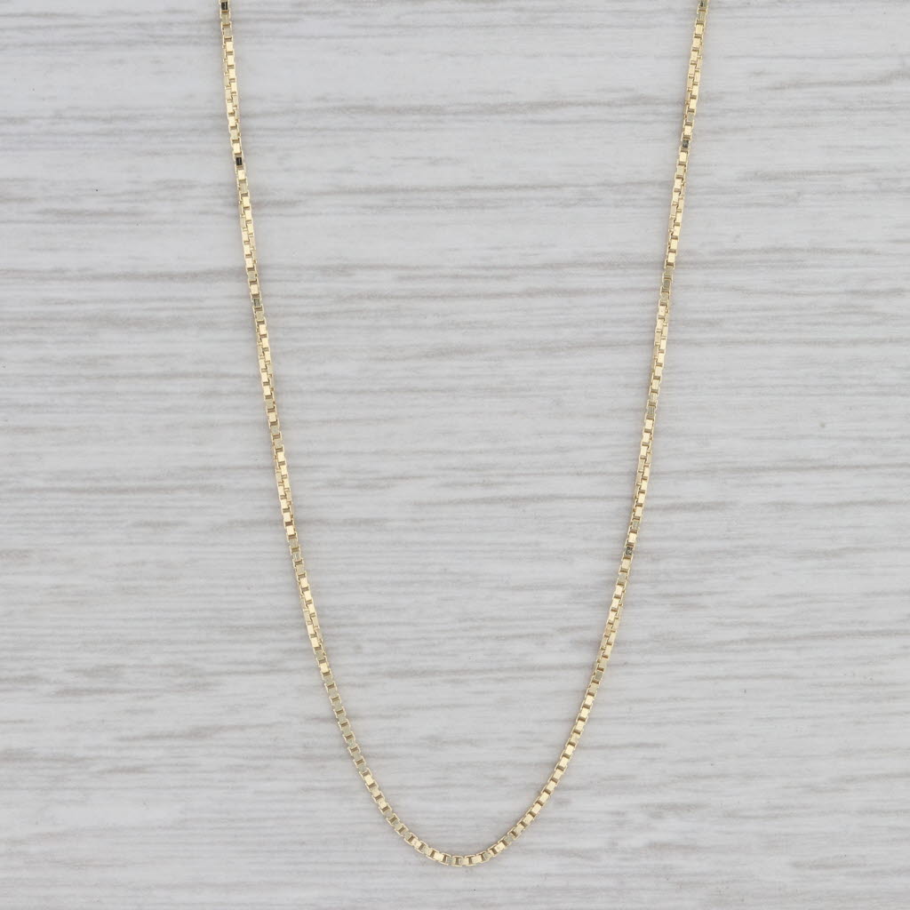 Gray 18" 0.7mm Box Chain Necklace 14k Yellow Gold Lobster Clasp