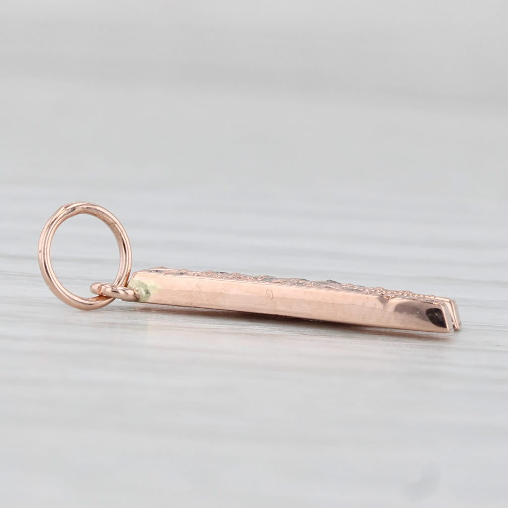 Light Gray Diamond Letter Initial "N" Pendant 14k Rose Gold Charm