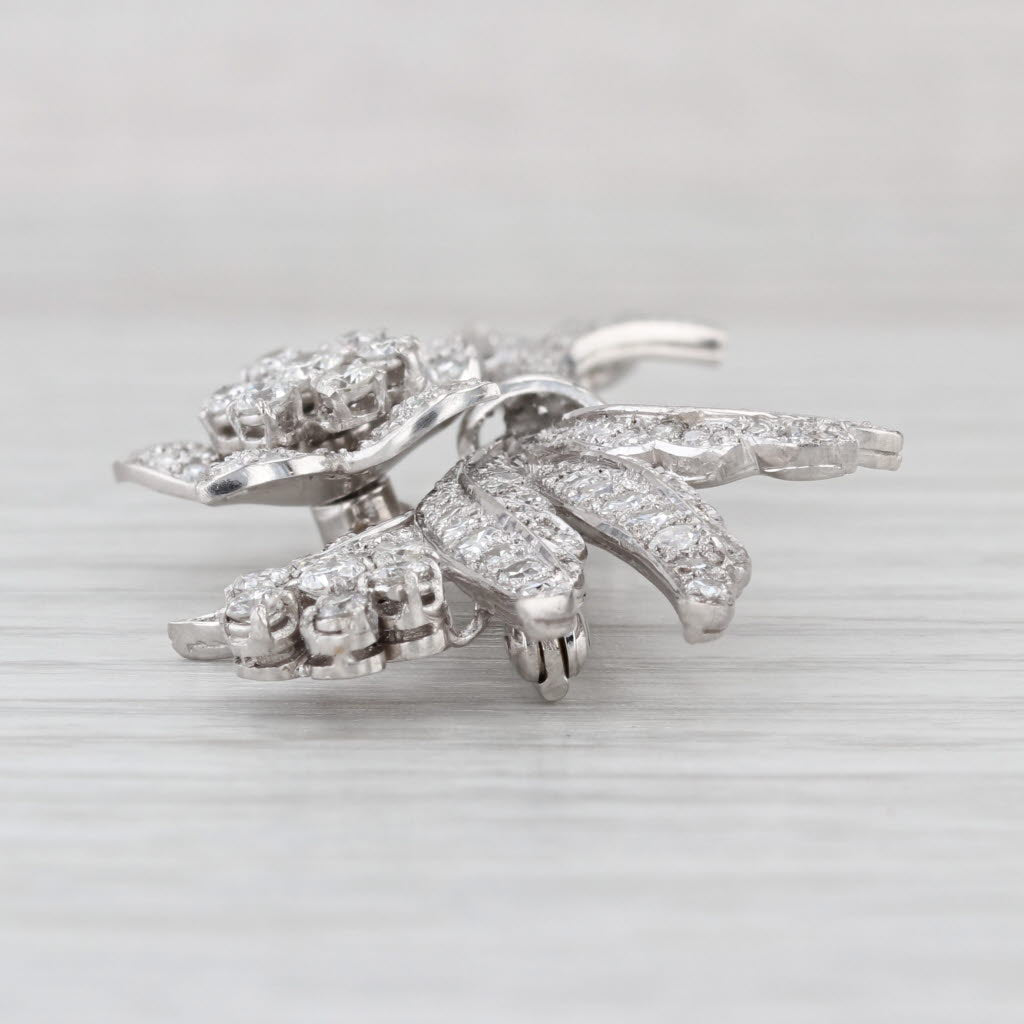 1.58ctw Diamond Flower Brooch w/ Garrard & Co Box Platinum Floral Statement
