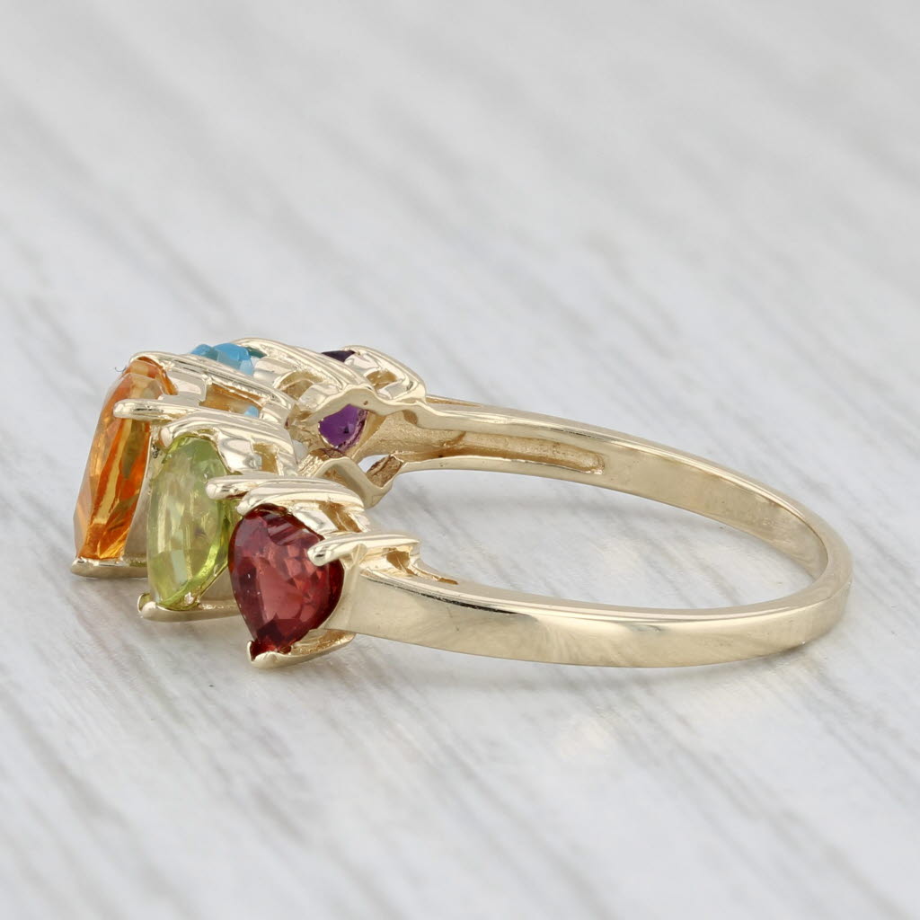 Light Gray 2.25ctw Multi-stone Hearts Ring 14k Gold Citrine Amethyst Topaz Peridot Garnet