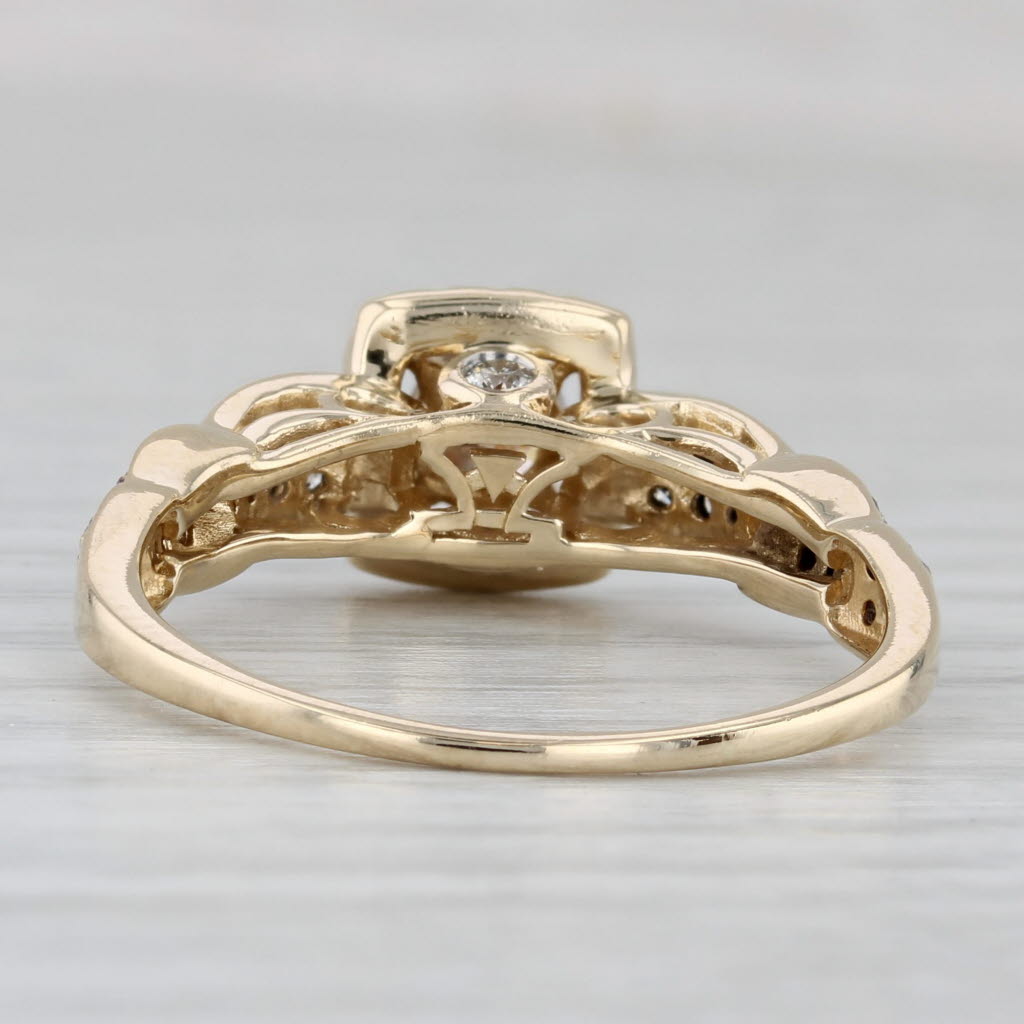 Gray Le Vian 0.84ctw White Champagne Diamond Halo Engagement Ring 14k Gold Size 10.75