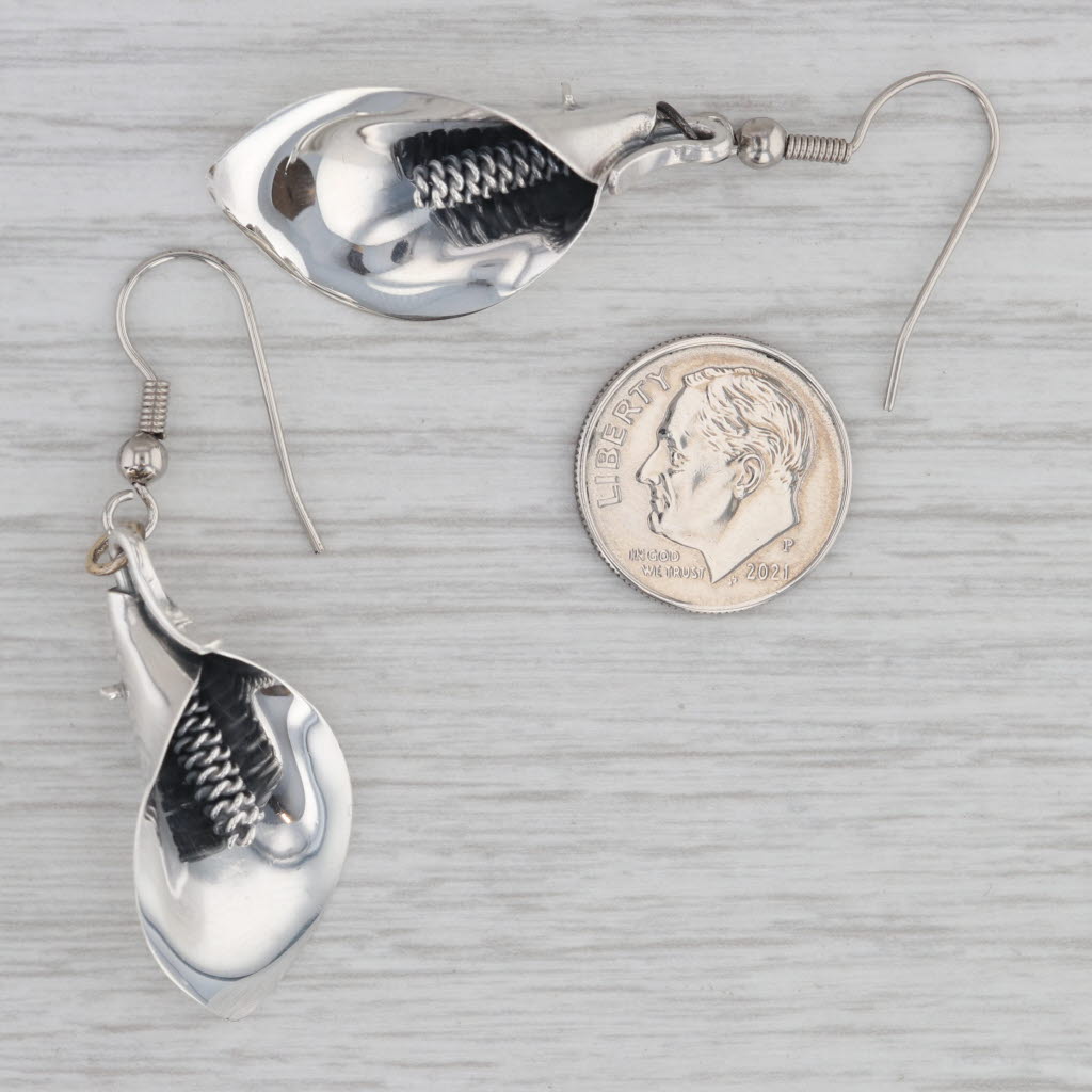 Gray Lily Flower Dangle Earrings Sterling Silver Hook Posts Niels Erik From Denmark