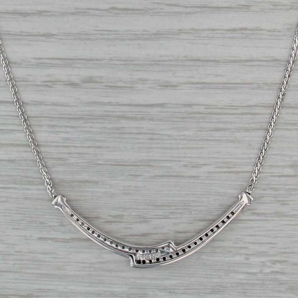 0.18ctw Black White Diamond Bypass Necklace Sterling Silver 17.75" S-Link Chain