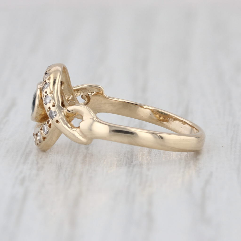 0.65ctw Blue Sapphire Diamond Ring 14k Yellow Gold Size 6.5