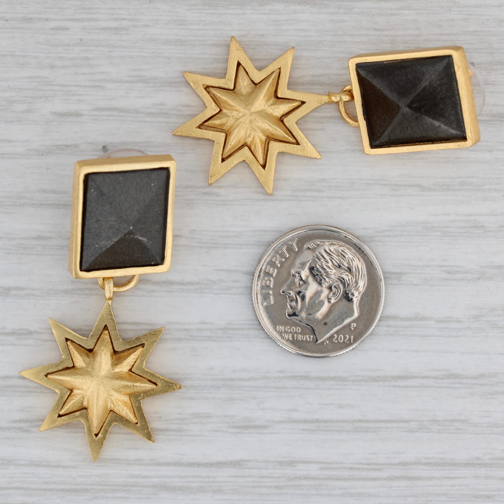 Gray New Stephnie Kantis Star Dangle Statement Earrings Brushed 24k Gold Plated