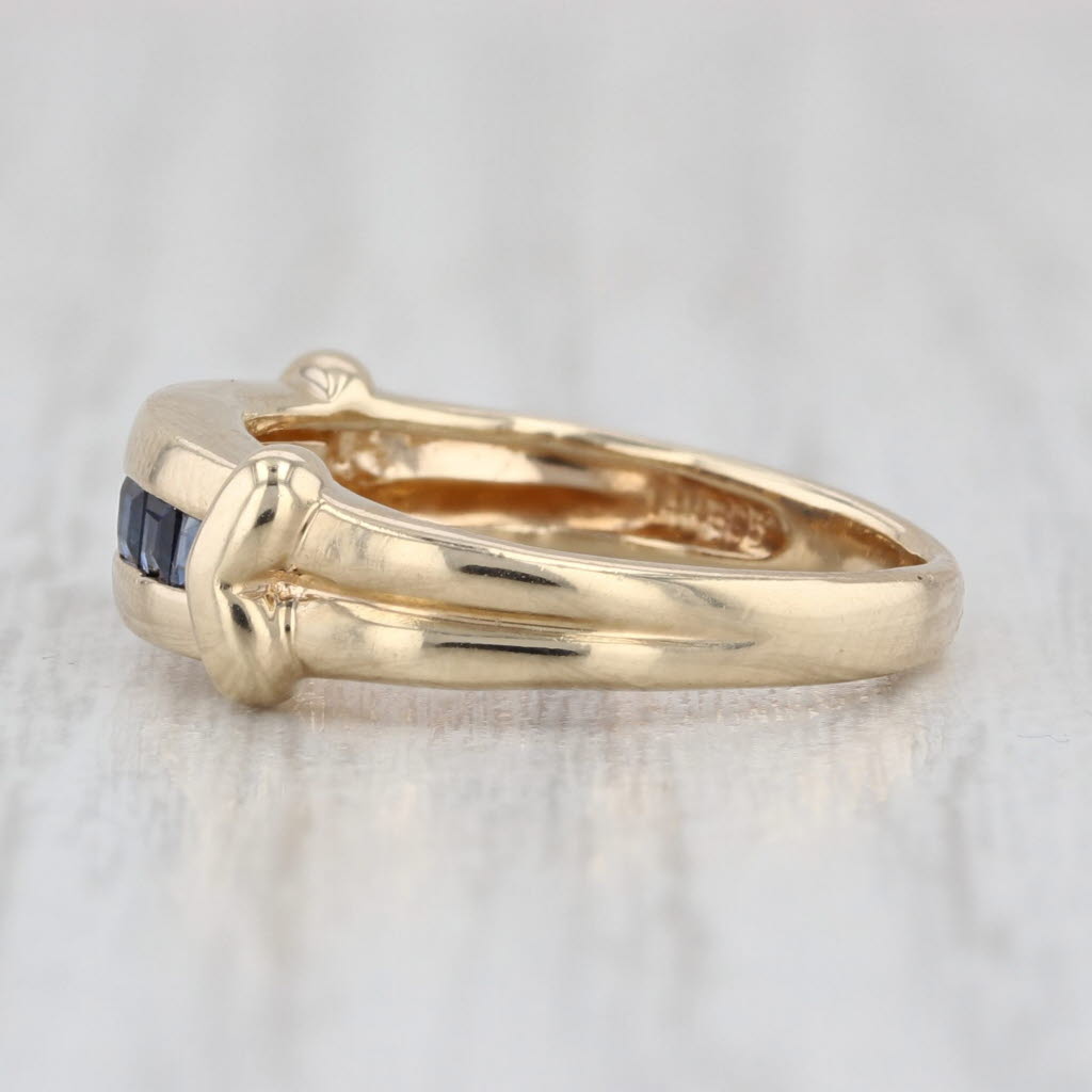 0.26ctw Blue Sapphire Ring 14k Yellow Gold Stackable Wedding Band Size 4.5