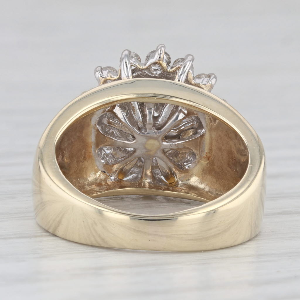 Light Gray 0.75ctw Diamond Cluster Ring 10k Yellow Gold Size 5.5 Cocktail