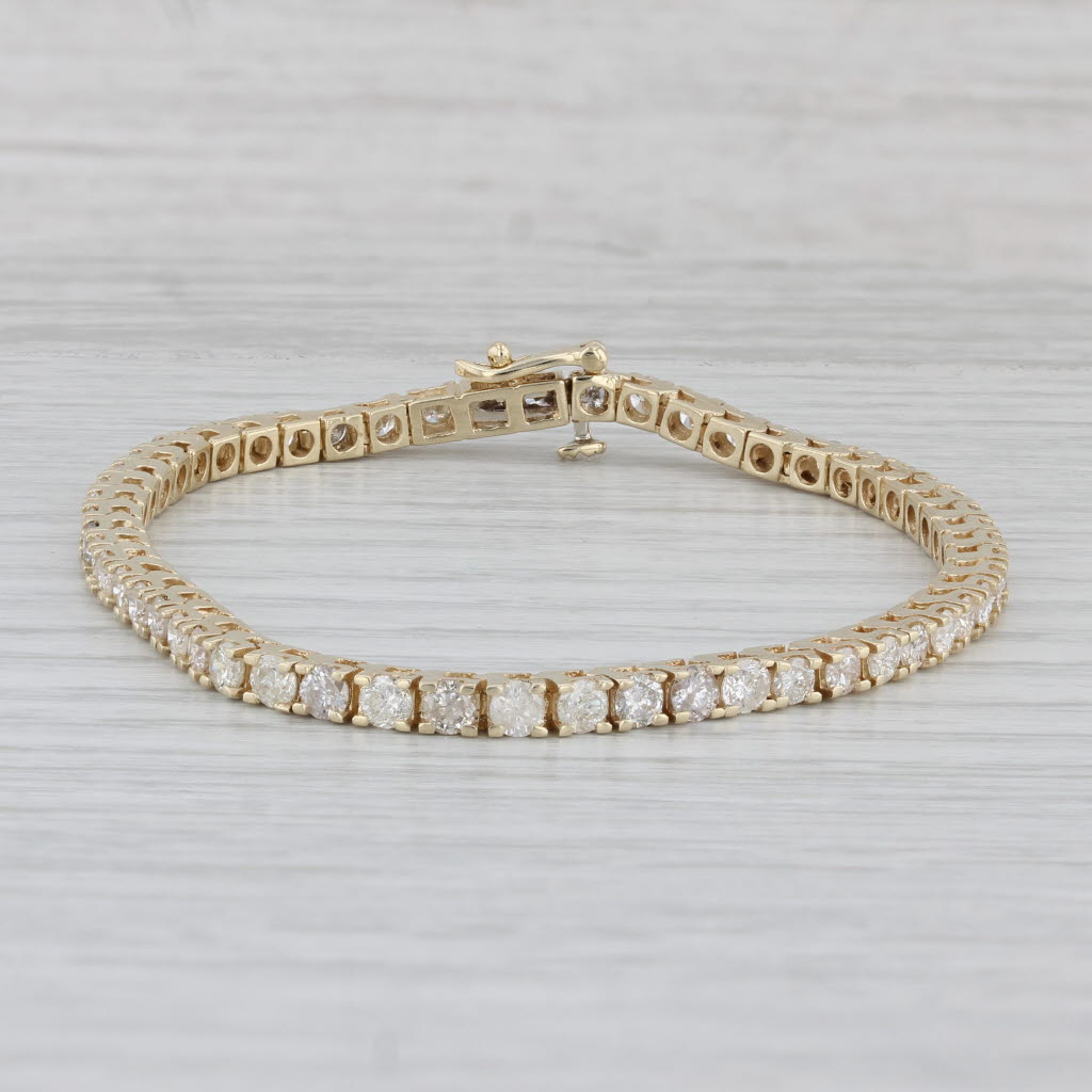 Gray 3ctw Diamond Tennis Bracelet 14k Yellow Gold 6.5" 2.8mm