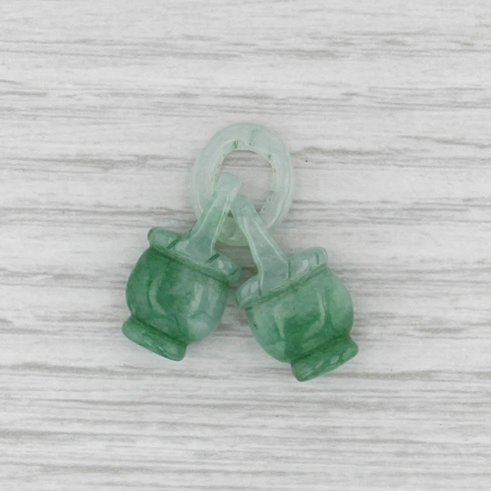 Green Jadeite Jade Carved Stone Pots Charm Pendant