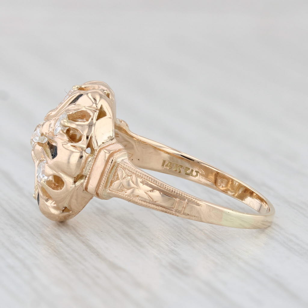 Light Gray Antique 0.35ctw Old European Cut Diamond Ring 14k Yellow Gold Engagement