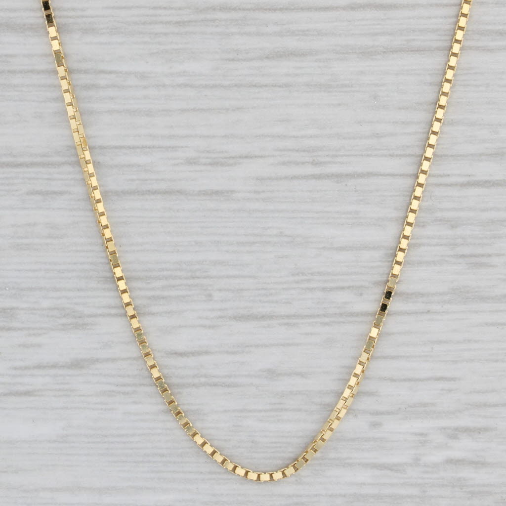 Gray New Box Chain 14k Yellow Gold 16" 0.9mm Lobster Clasp