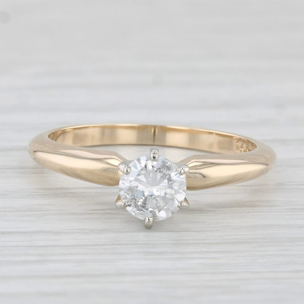 Light Gray 0.46ct Round Diamond Solitaire Engagement Ring 14k Gold Size 6.25