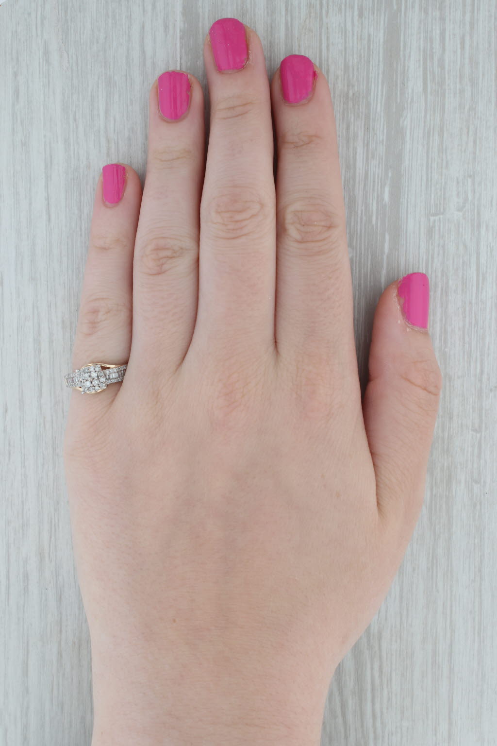 Dark Gray 0.40ctw Diamond Cluster Engagement Ring 10k Yellow Gold Size 6.5