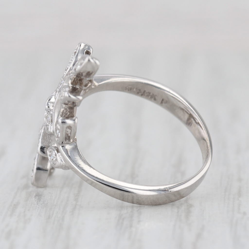 0.20ctw Vine Work Flower Bypass Ring 14k Yellow Gold Size 6.25 Floral Cocktail