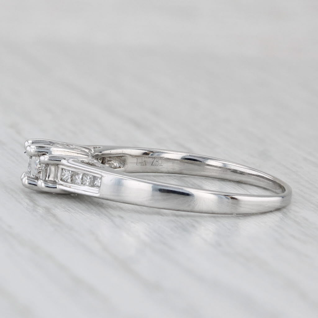 Light Gray 0.51ctw 3-Stone Diamond Engagement Ring 14k White Gold Size 8.5