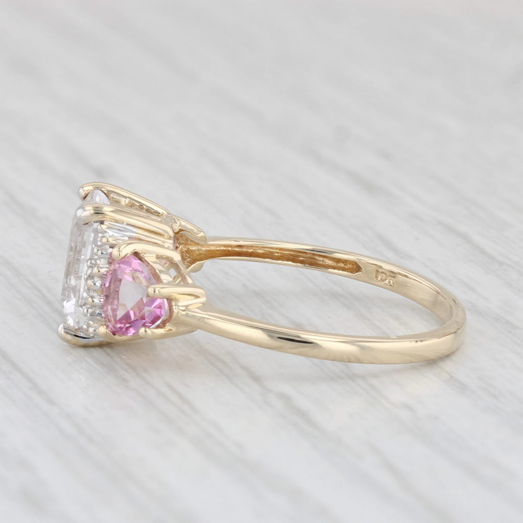 Light Gray 3.12ctw White Topaz Pink Mystic Topaz Ring 10k Yellow Gold Size 7