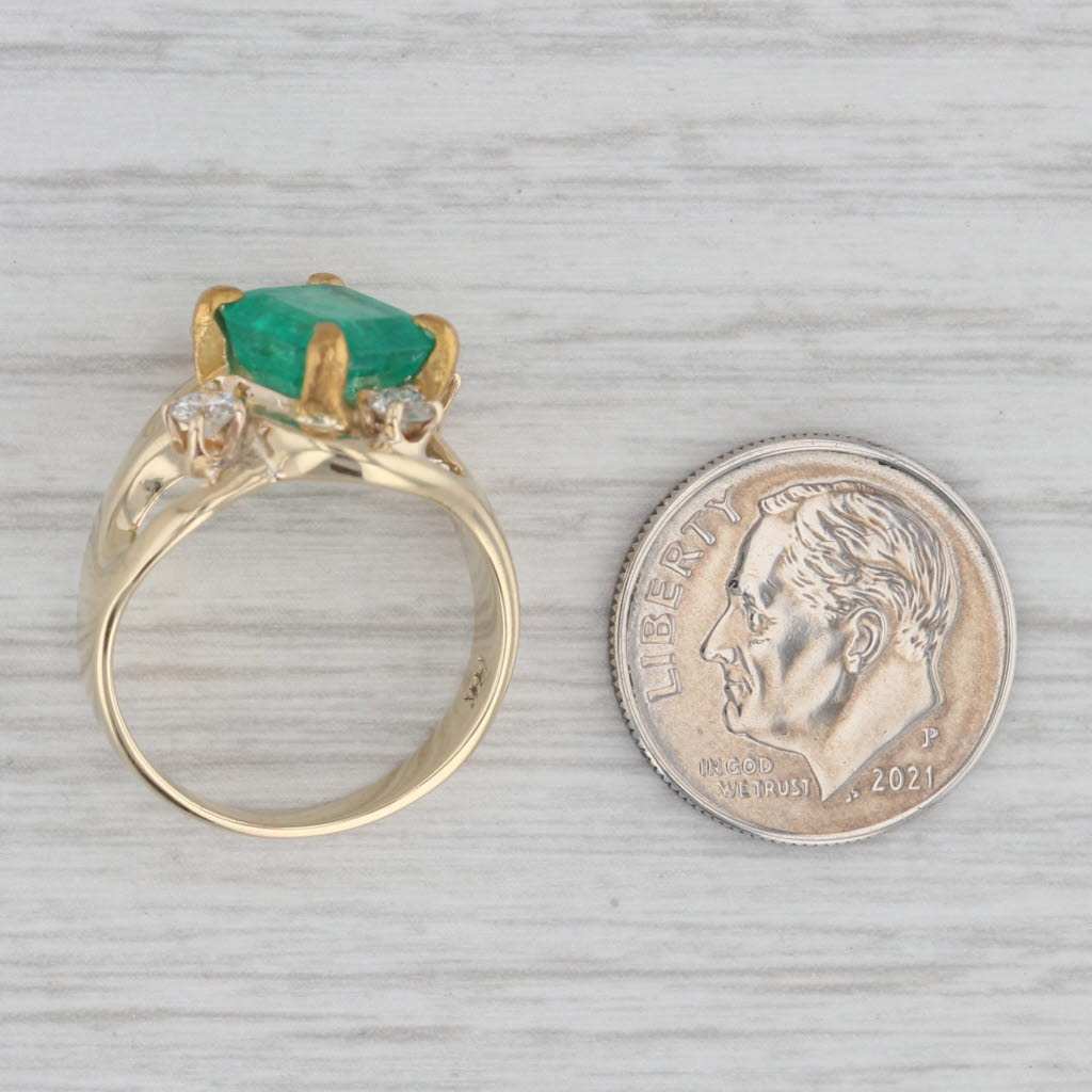 Gray 2.57ctw Emerald Diamond Ring 14k Yellow Gold Size 6