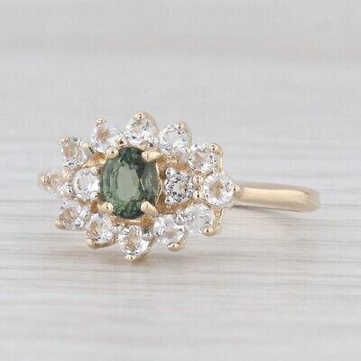 1ctw Green Sapphire White Sapphire Halo 14k Yellow Gold Size 7