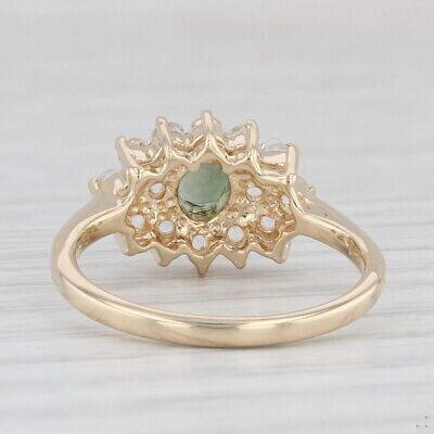 1ctw Green Sapphire White Sapphire Halo 14k Yellow Gold Size 7