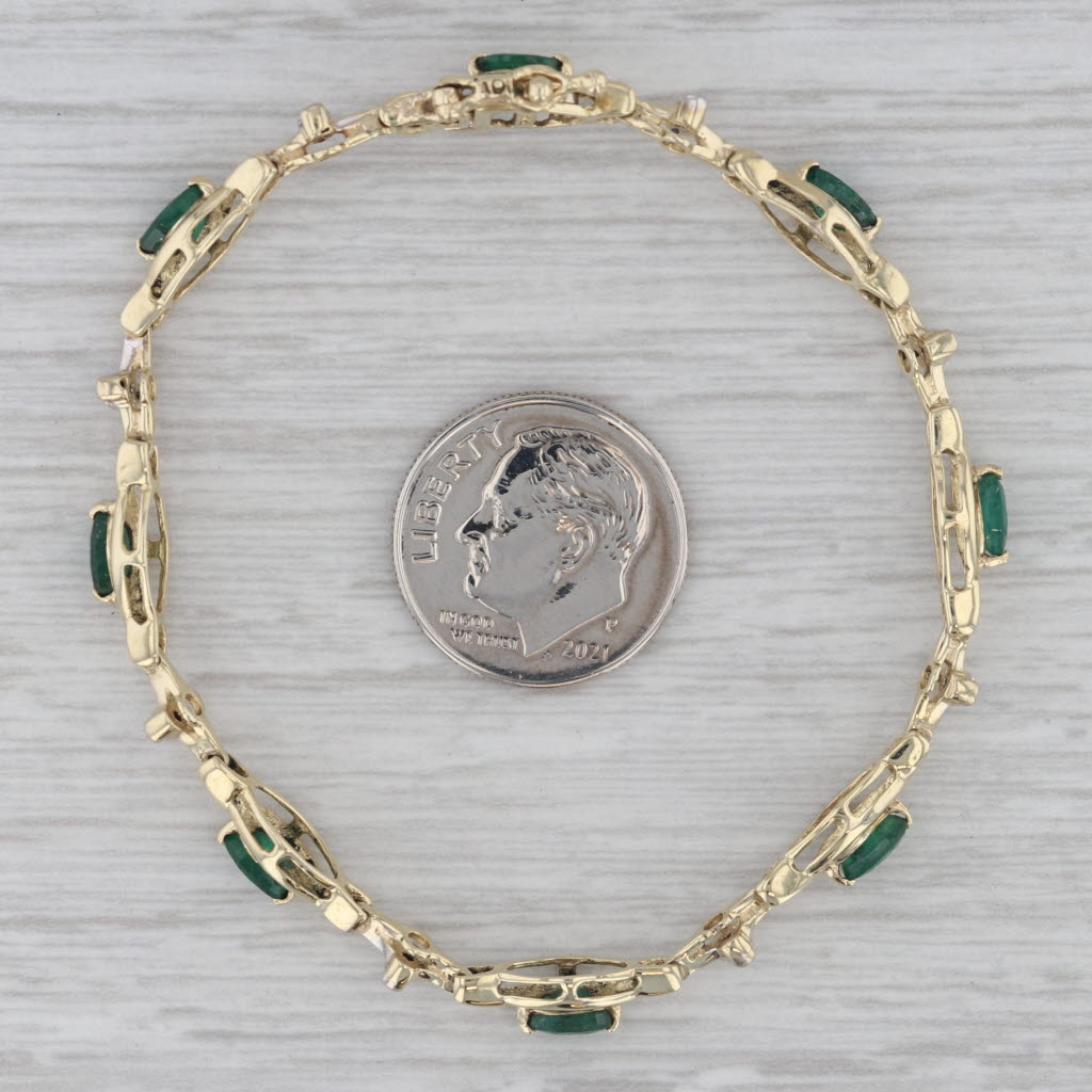 Gray 2.03ctw Emerald Diamond Tennis Bracelet 10k Yellow Gold 6.5" 4.8mm