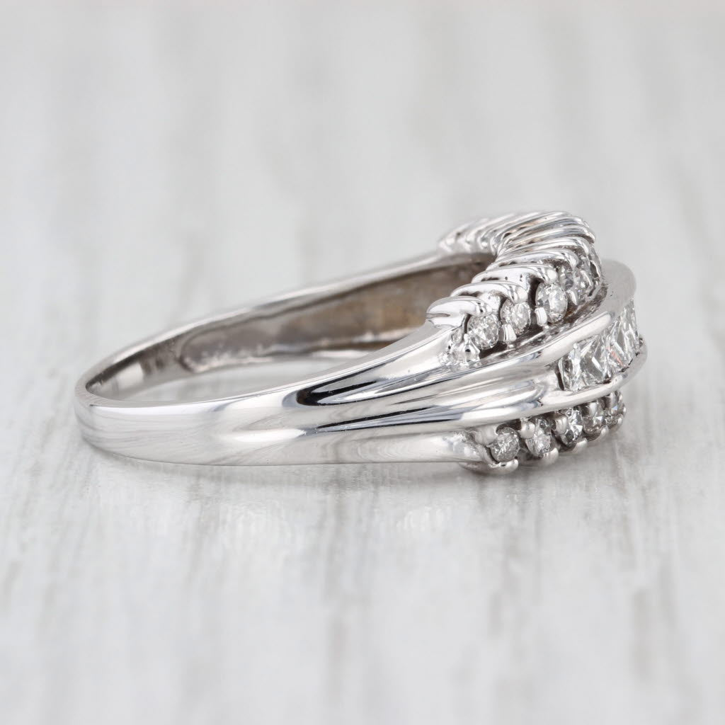 0.98ctw Diamond 3-Band Ring 14k White Gold Size 8