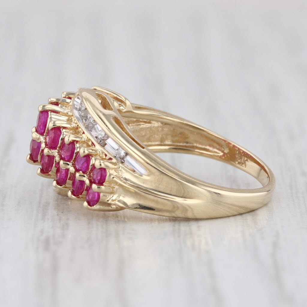 1.35ctw Ruby Diamond Tiered Bypass Ring 14k Yellow Gold Size 6