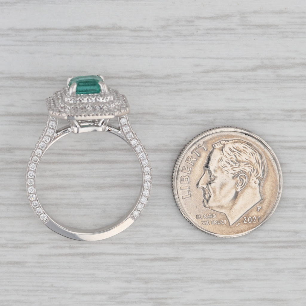 Gray New 1.95ctw Emerald Diamond Halo Engagement Ring 14k White Gold Size 6.5 JGL