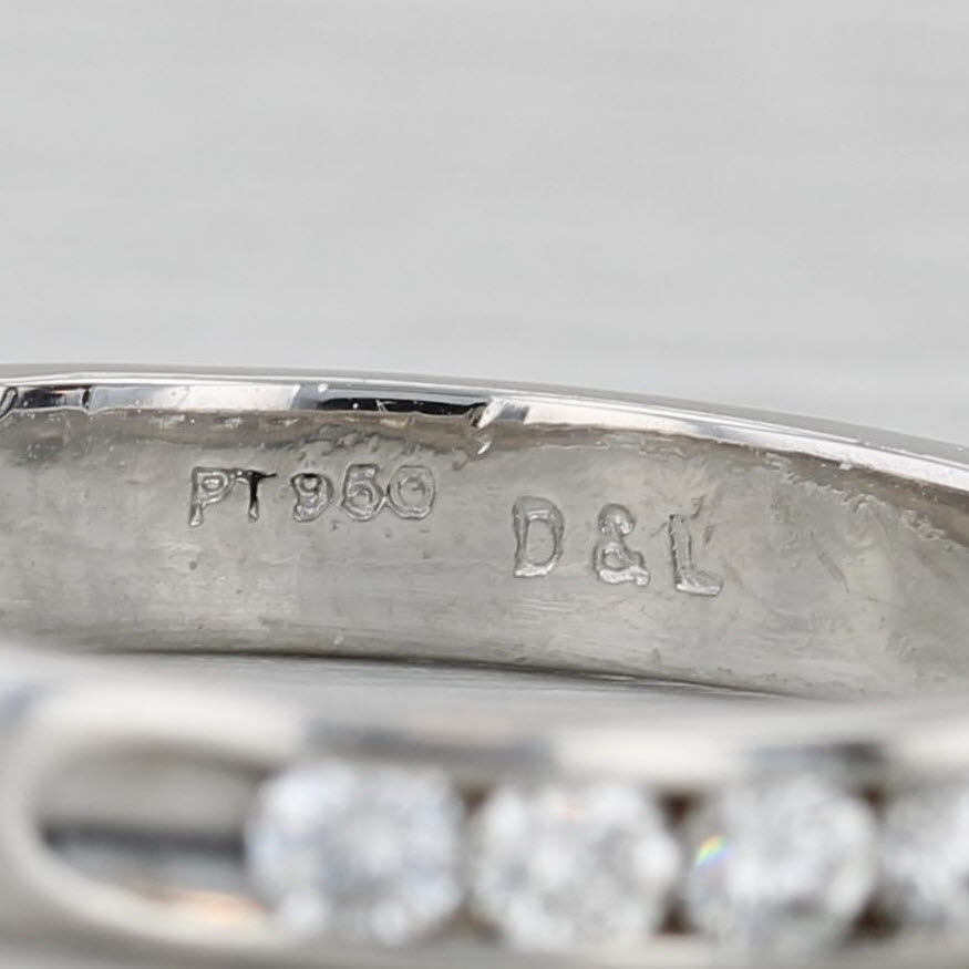 Gray 0.41ctw Diamond Wedding Band 950 Platinum Size 7.5-7.75 Stackable Ring