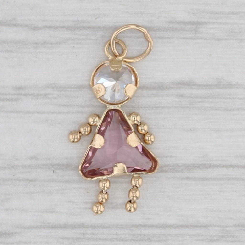 Cubic Zirconia Simulated Amethyst February Birthstone Girl 14k Gold Charm