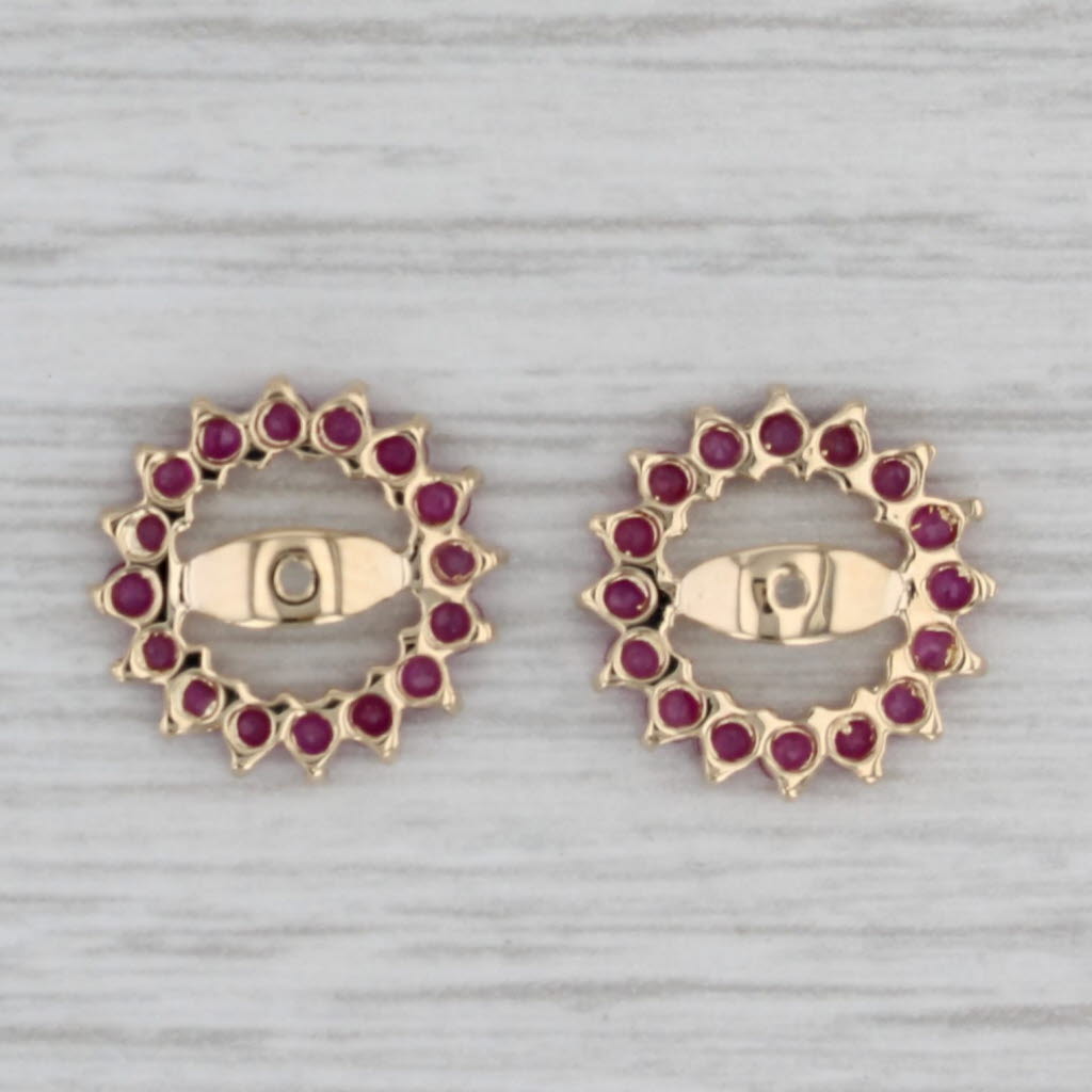 Gray 1ctw Ruby Halo Round Earring Enhancers Jackets for Stud Earrings 14k Yellow Gold
