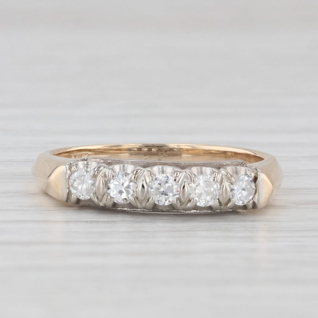 Light Gray 0.20ctw Vintage Diamond Ring 14k Yellow Gold Size 6 Stackable Wedding Band