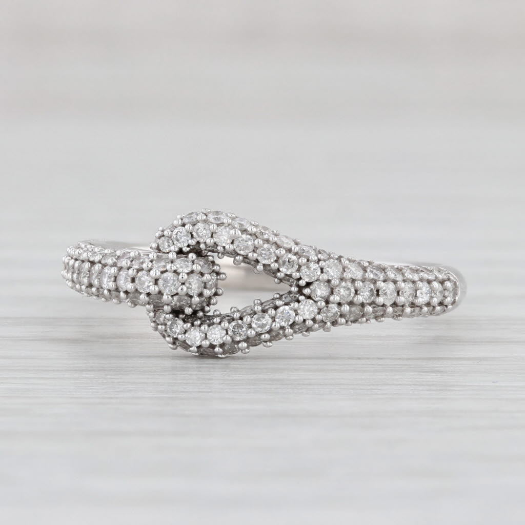 Light Gray 0.40ctw Pave Diamond Knot Ring 10k White Gold Size 8