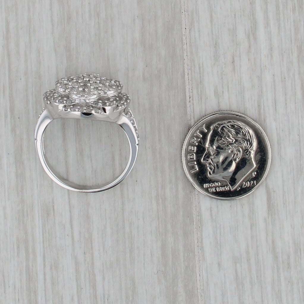 0.84ctw Diamond Cluster Flower Ring 10k White Gold Size 7