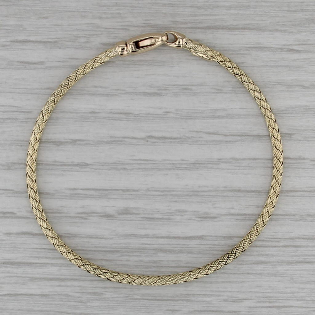Flexible Woven Bangle Bracelet 14k Yellow Gold 6.25" 2.6mm