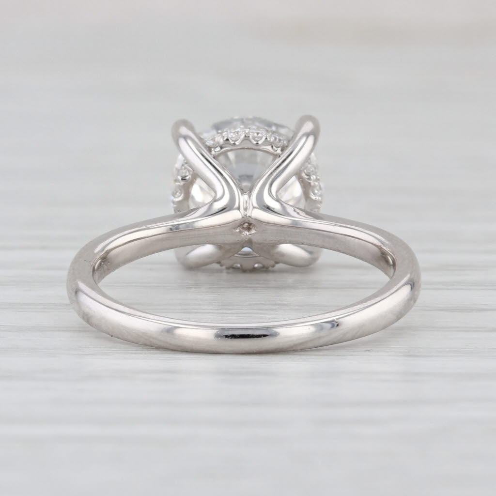 New IGI 3.14ctw Round Lab Grown Diamond Engagement Ring 14k White Gold Size 6.5