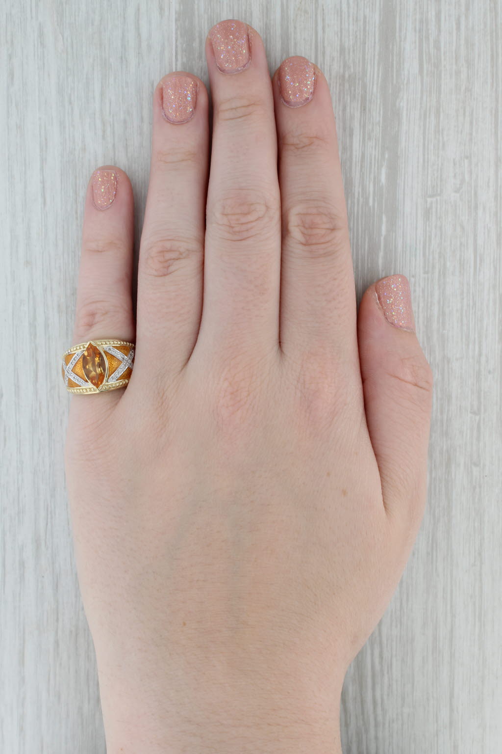 Gray 2ctw Marquise Citrine Diamond Ring 14k Yellow Gold Resin Size 6