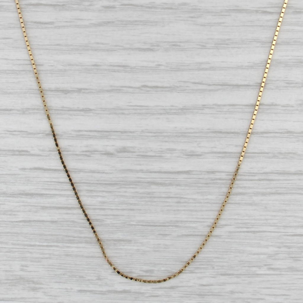 20" 0.8mm Box Chain Necklace 14k Yellow Gold Italy