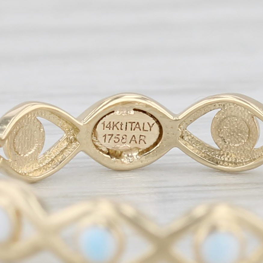 Light Gray White Resin Dots Stackable Ring 14k Yellow Gold Size 7 Band