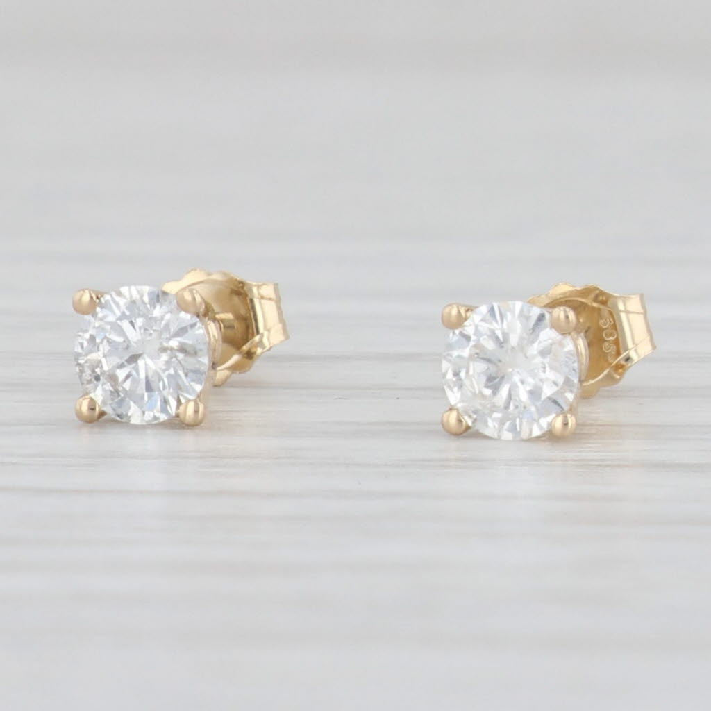 Light Gray 0.50ctw Diamond Stud Earrings 14k Yellow Gold Round Solitaire Studs