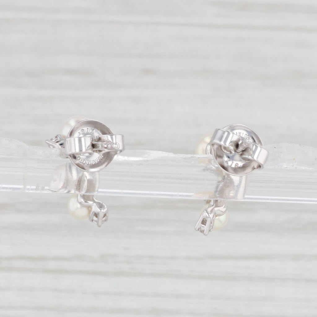 Light Gray Mikimoto Bubbles Cultured Akoya Pearl Diamond Earrings 14k White Gold Drops