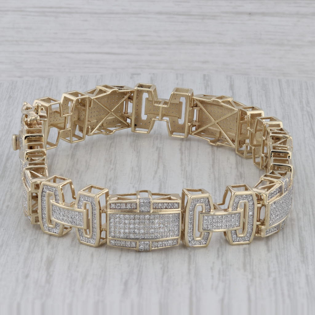 Gray 2.50ctw Diamond 10k Yellow Gold 9" Bracelet