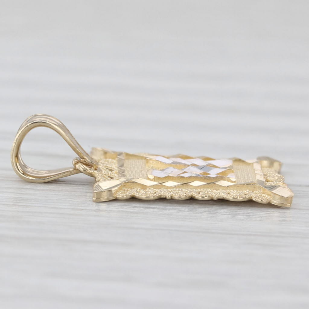 Framed Letter Initial "M" Pendant 10k White Yellow Gold