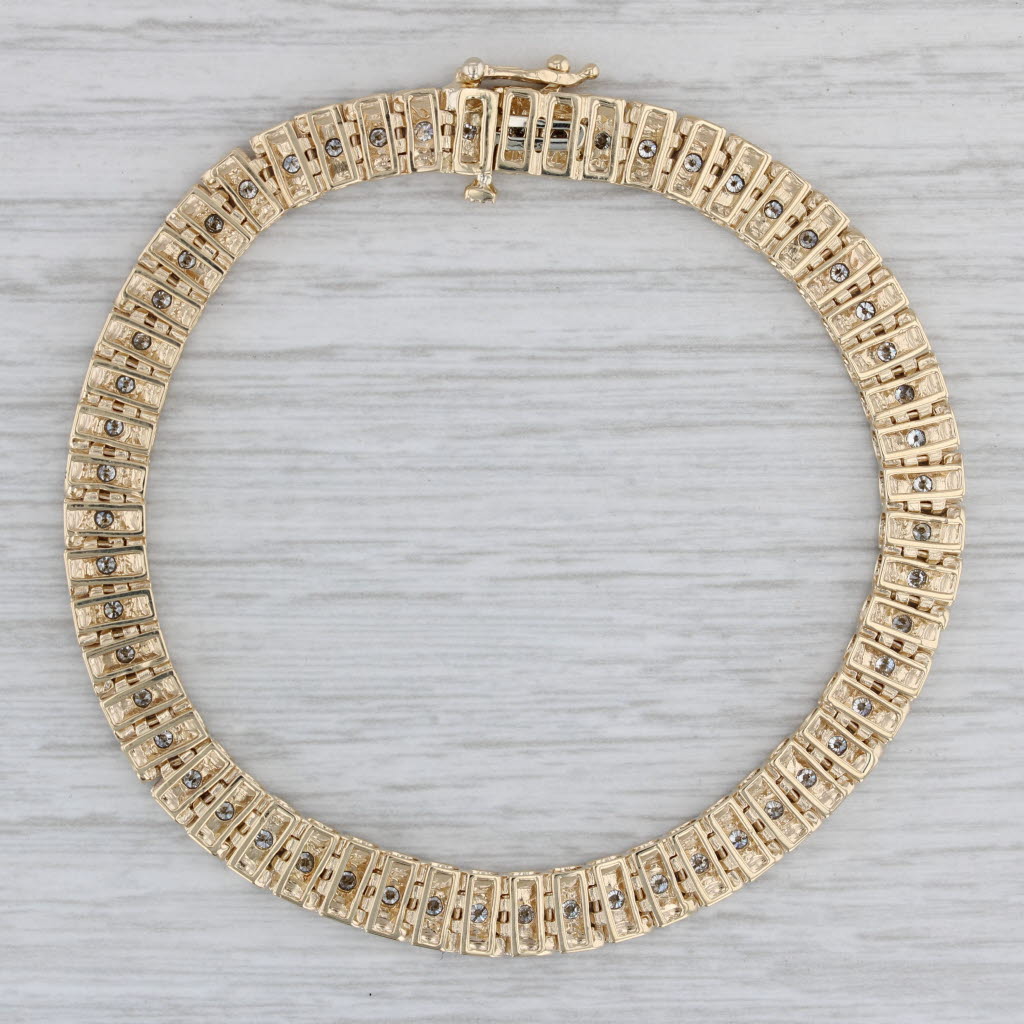 Gray 1.25ctw Diamond Bracelet 14k Yellow Gold 7" 6.2mm