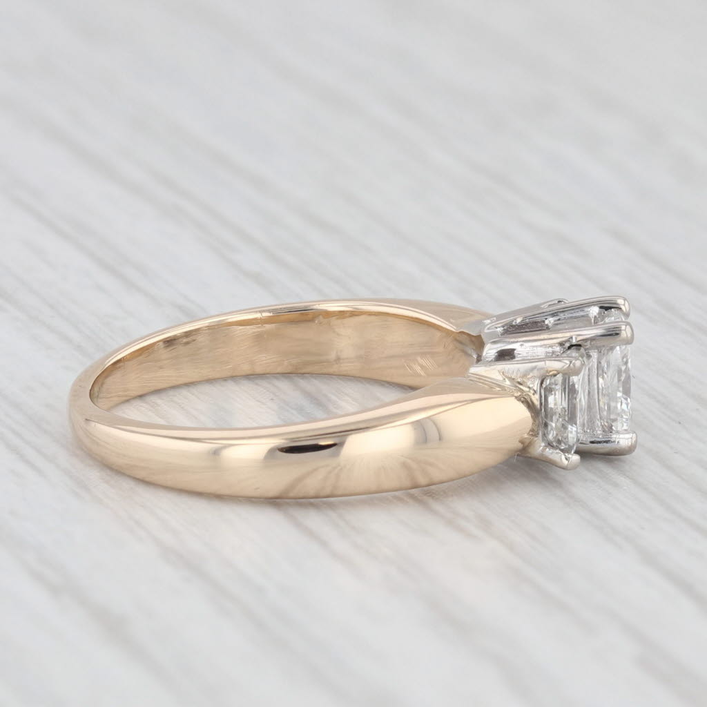 Light Gray 1.06ctw Princess Diamond 3-Stone Engagement Ring 14k Gold Size 5.25