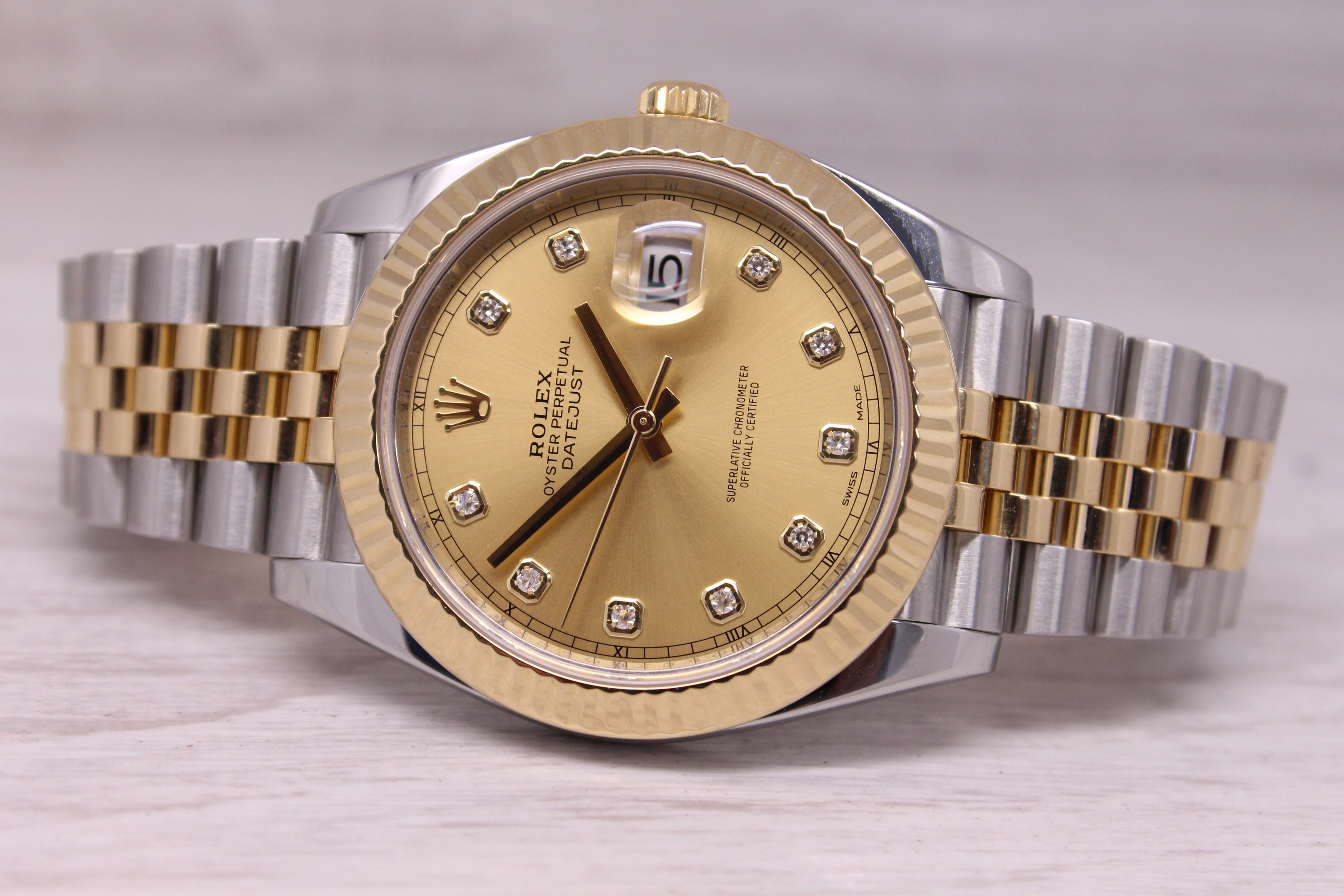 Rolex Datejust 41 Mens Steel & 18k 126333 Automatic Watch Diamond Dial w Jubilee